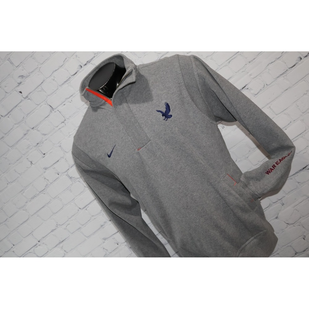 Nike Auburn Tigers 1/4 Zip Pullover Men Medium Gray War Eagle Sweatshirt Pockets
